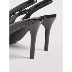 MAX FASHION Bow Accent Slingback Slip-On Sandals with Stiletto Heels-Black