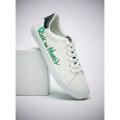 Rick and Morty Print Sneakers with Lace-Up Closure white