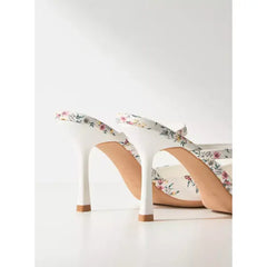 MAX FASHION Floral Print Slip-On Mules with Stiletto Heels-Multicolour
