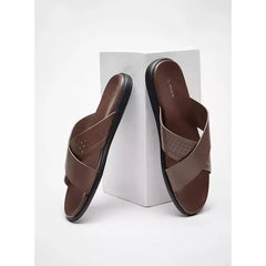 Solid Slip-On Cross Strap Sandals