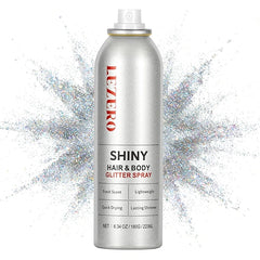Lezero Hair & Body Glitter Spray for Women – Gold & Rainbow Silver Shimmer Makeup, Large 200ml Long-Lasting Festival, Concert, Wedding & Rave Body Glow