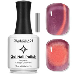 Glamonade Cat Eye Gel Nail Polish 15ml lce Glass Holographic Sparkly Shimmer Translucent Sheer Jelly Glitter Reflective Cat Eye Effect With Magnet Salon DIY Crystal Nail Art