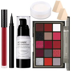 UCANBE All-in-One Halloween Makeup Kit (8+ Pcs) – SFX Costume Set with Eyeshadow, White Foundation, Lipstick & Tools – Multiple Color Themes