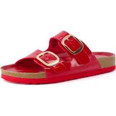 CUSHIONAIRE Lang Slip On Cork Footbed Womens Sandals - Comfortable Slides with Adjustable Buckle Flat Sandals for Women 2025