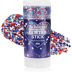 Mysense Carnival White Body Glitter Stick,Face Hair Glitter Gel for Women Kids,Sparkling Mermaid Sequins Chunky Glitter Face Paint Makeup,Singer Concert Outfit Festival Rave Accessories