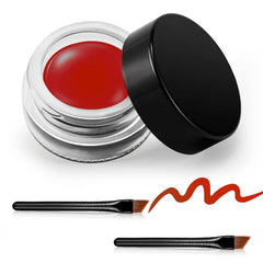 Erinde Gel Eyeliner, Waterproof Cream Eyeliner Gel Pot, High-Intensity Pigments Long Lasting Smudge Proof Eye Liner Eyebrow Makeup, Waterline Matte Eye Liner with 2PCS Brushes