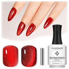Glamonade Cat Eye Gel Nail Polish 15ml lce Glass Holographic Sparkly Shimmer Translucent Sheer Jelly Glitter Reflective Cat Eye Effect With Magnet Salon DIY Crystal Nail Art