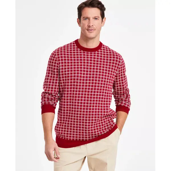 Men's Clean Check Merino Sweater