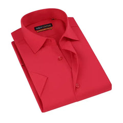 Suslo Couture Men's Slim Fit Performance Short Sleeves Solid Button Down Shirt