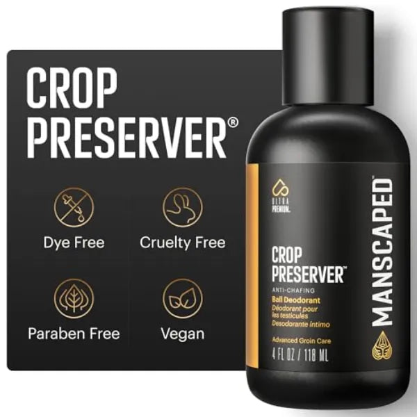 MANSCAPED The Crop Preserver, Men's Ball Deodorant, Male Care Hygiene Moisturizer, Anti-Chafing Groin Protection with Cooling Aloe Vera, 4 Fl Oz