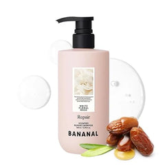 BANANAL Korean Hair Repair Shampoo Strengthens & Revitalizes Damaged, Hydrolyzed Proteins, Ceramide & Jojoba Oil Hypoallergenic, pH Balanced
