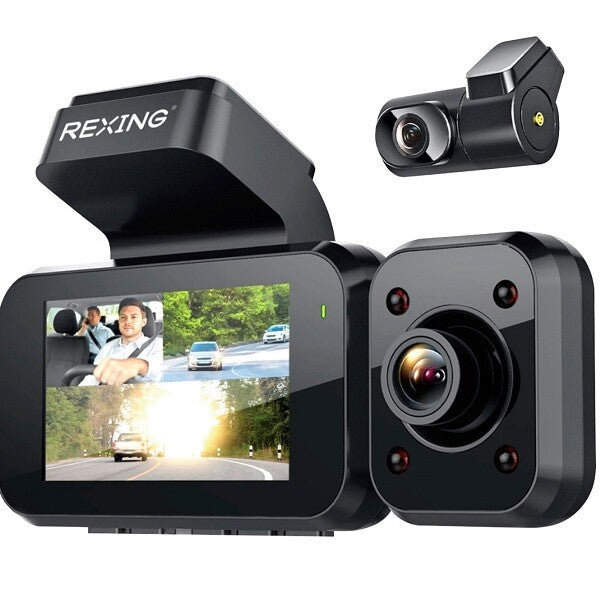 Rexing V5 Plus Dash Cam 3" LCD Voice Control, Wi-Fi with GPS - Black