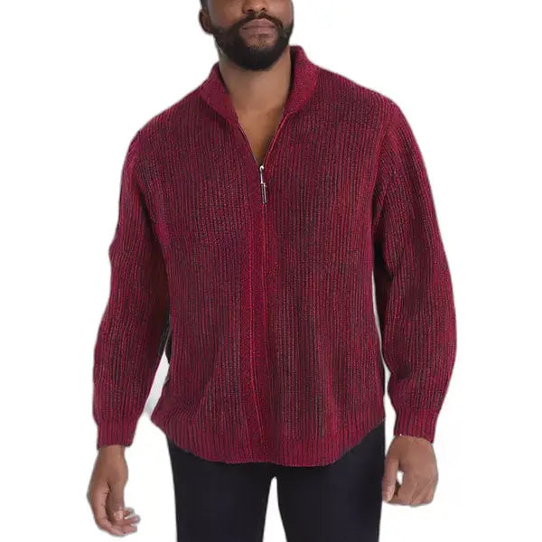 King Size Men's Big & Tall Shaker Knit Zip-Front Sweater