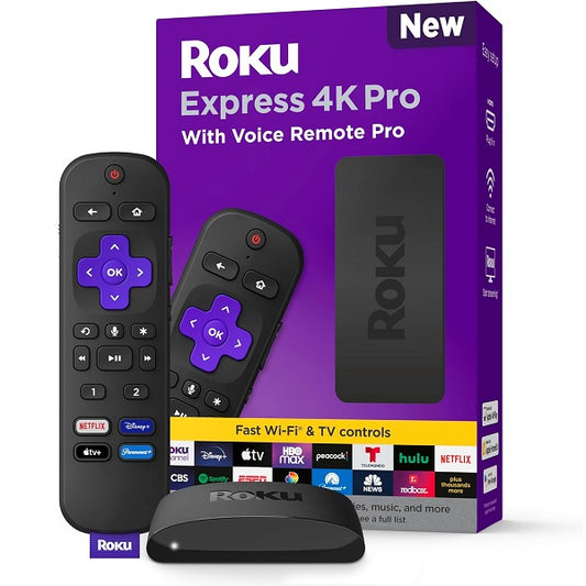 Roku Express 4k With Voice Remote Pro Streaming Media Player (3942RA2) - Black