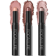 FOCALLURE 3 Pcs Cream Eyeshadow Sticks, Shimmer Eyeshadow Pencil Crayons, High Pigmented Crease-proof Eye Shadow Brightener Sets, Long Lasting Eye Shadow Highlighter