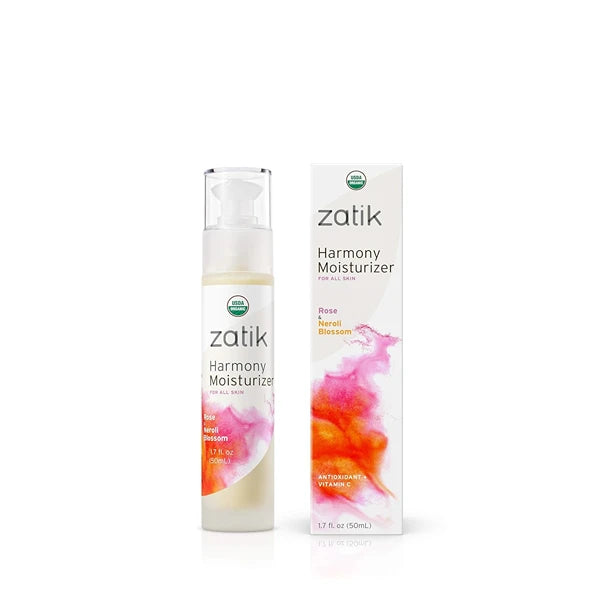 Zatik Naturals USDA Organic Moisturizer Duo, 1.7 fl oz (50mL) – Vegan, Non-GMO, Alcohol-Free, Gluten-Free, Soy-Free, pH Balanced & Biodegradable – Harmony Rose & Neroli + Glow Sea Buckthorn & Raspberry