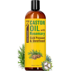 Seven Minerals Cold Pressed Castor Oil, 16 fl oz Bottle - Unrefined & Hexane Free - Hair Growth, Thicker Eyelashes & Eyebrows, Dry Skin Care, Joint and Muscle Relief (Pack of 1)