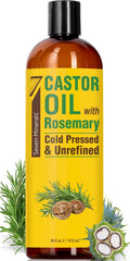 Seven Minerals Cold Pressed Castor Oil, 16 fl oz Bottle - Unrefined & Hexane Free - Hair Growth, Thicker Eyelashes & Eyebrows, Dry Skin Care, Joint and Muscle Relief (Pack of 1)