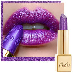 Oulac Lipstick for Women with Metallic 3D Shine Lightweight Hydrating Formula, High Impact Lip Color, Vegan Beauty, Full Coverage Lip Makeup