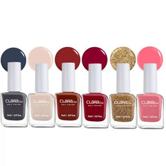 Claraline Nail Polish Set, 6 Trendy Colors, Non-toxic, Eco-Friendly, Quick Dry, All Seasons Skin Tones, Professional Manicure for Women and Girls