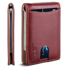 Serman Brands Money Clip Slim Wallet - RFID Blocking Minimalist Bifold for Men, Thin Front Pocket Design