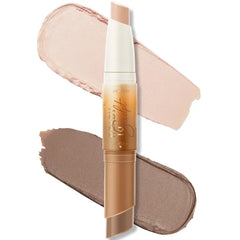 FOCALLURE 2 in 1 Cream Bronzer and Highlighter Stick,Non-greasy & Non-drying Contour Pencil,Easy to Create a Natural Matte Finishing,Long Lasting & Waterproof Face Brighten Make up Pen