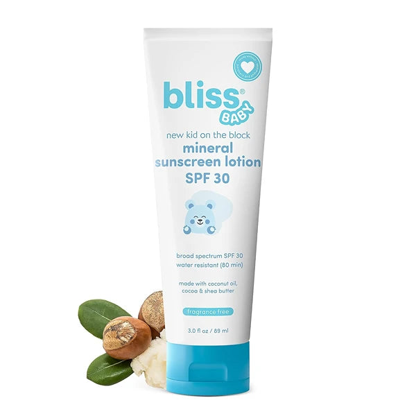 Bliss Baby Sunscreen, Premium SPF 30, SPF 50 Sunscreen Mineral Lotion, Natural Zinc Oxide, Hypoallergenic, Non-toxic, Water-Resistant, Vegan, Sensitive Skin - For Babies, Toddlers, Kids & Whole Family