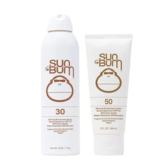 Sun Bum Mineral Sunscreen Duo 2 Count – SPF 30 Spray with SPF 50 Lotion or Face Stick, Broad Spectrum Zinc UVA/UVB Protection, Vegan & Reef Friendly, Octinoxate & Oxybenzone Free