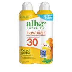 Alba Botanica Hawaiian Coconut Sunscreen, Spray Broad Spectrum Sunscreen, Water Resistant and Biodegradable 5 fl oz Bottle (Pack of 2)