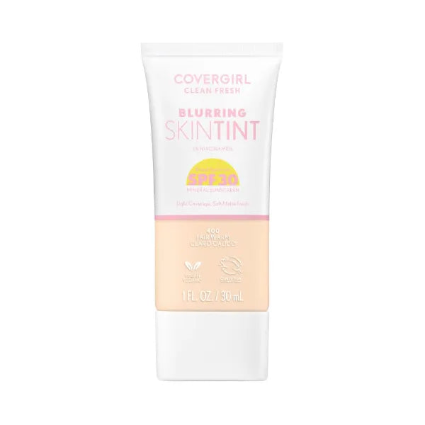 COVERGIRL Clean Fresh Blurring Skin Tint with Liquid Foundation, Soft Matte Finish, Smooths, Brightens, Blurs Pores, Mineral Sunscreen, Vegan Formula
