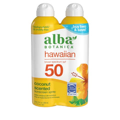 Alba Botanica Hawaiian Coconut Sunscreen, Spray Broad Spectrum Sunscreen, Water Resistant and Biodegradable 5 fl oz Bottle (Pack of 2)