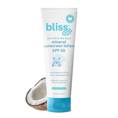 Bliss Baby Sunscreen, Premium SPF 30, SPF 50 Sunscreen Mineral Lotion, Natural Zinc Oxide, Hypoallergenic, Non-toxic, Water-Resistant, Vegan, Sensitive Skin - For Babies, Toddlers, Kids & Whole Family