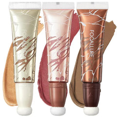 FOCALLURE 3 PCS Liquid Contour Stick,Moisturizing Highlighter,Blush and Bronzer,Silky Cream Contouring Pen with Soft Cushion Applicator,Long Lasting Face Illuminator Makeup