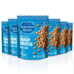 Saffron Road Roasted and Crunchy Chickpeas | High Protein Snacks, Gluten-free, Vegan High Fiber Snacks | Certified Halal and Kosher - 5.4oz  (Pack of 6)