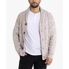 X-Ray Men's Shawl Collar Cable Knit Cardigan