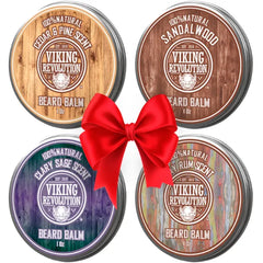 Viking Revolution 4 Beard Balm Variety Pack, Styles, Strengthens and Softens Beards and Mustaches, Wax for Men - 1oz Each (Pack of 4)