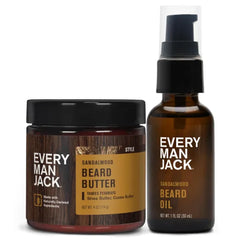 Every Man Jack Beard Oil & Beard Butter Bundle - Rejuvenates, Hydrates & Styles Dry Beards, Naturally Derived with Cocoa Butter and Shea Butter