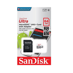 Sandisk Memory Card 2 X Micro SD Ultra With Adapter 80MB/S 64GB