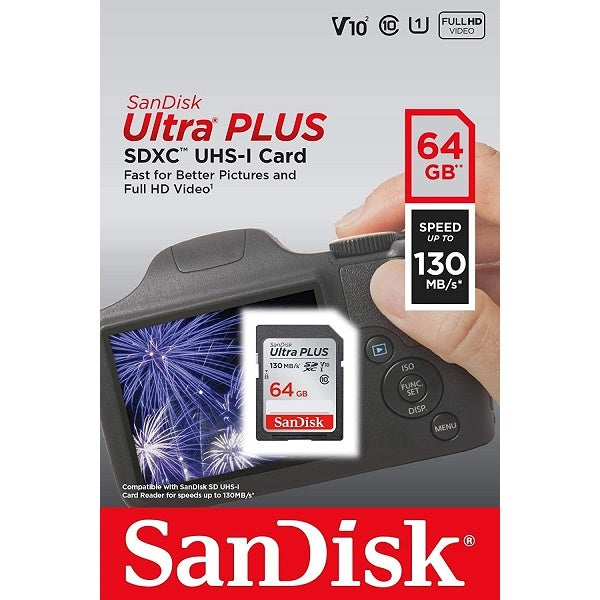 Sandisk Micro SD Memory Card Ultra Plus With Adapter 130MB/S 64GB