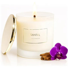 Lulu Candles Saffron & Amber Intense Smells Woody & Floral Luxury Scented Candle w/Wood Wick Hand Poured in The USA Highly Scented (9 Oz. with Gold Lid)