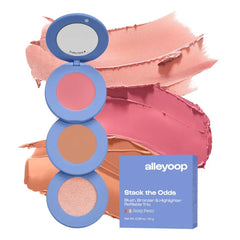 Alleyoop Stack The Odds - Stackable Makeup Palette - Cream Blush, Contour, Bronzer & Highlighter - Blendable Cream Make up Palette - Natural, Glowy Finish - Makeup Stacks for Travel, Sunkissed