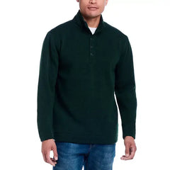 Weatherproof Vintage Men's Quarter Button Pullover Ribbed Fleece Sweater