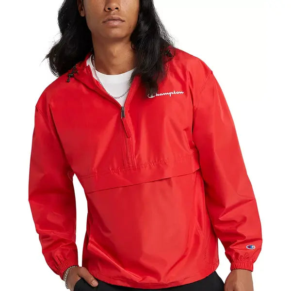 Men's Packable Half-Zip Hooded Water-Resistant Jacket