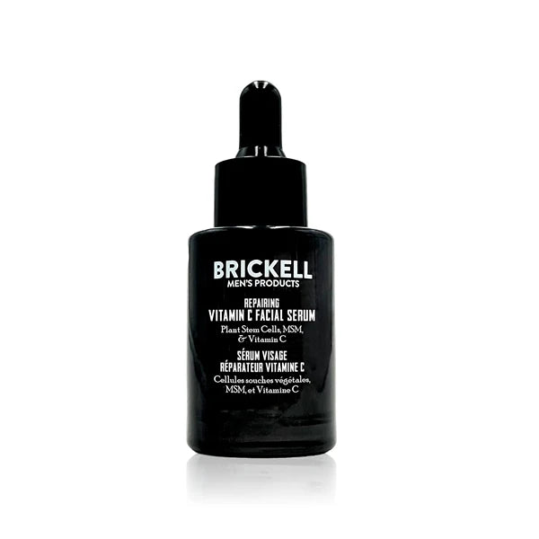 Brickell Men's Anti Aging Vitamin C Serum For Face, Repairing Night Facial Serum for Men, Natural and Organic Hyaluronic Acid Serum For Face to Diminish Wrinkles and Reduce Redness, 1 Ounce