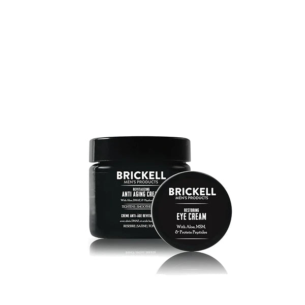 Brickell Men's Ultimate Anti-Aging Routine, Anti-Wrinkle, Night Face Cream and Eye Cream to Reduce Puffiness, Wrinkles, Dark Circles, Under Eye Bags, Natural and Organic