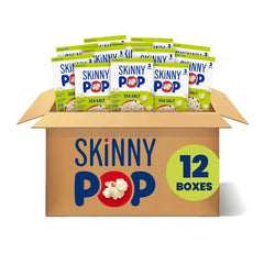 SkinnyPop Butter & Sea Salt Microwave Popcorn, Made with Real Butter, Whole Grain Snack, (12 Boxes, 3 Bags per Box)