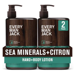 Every Man Jack Mens Hand & Body Lotion for All Skin Types - Dermatologist Tested & Hypoallergenic, Nourish Skin with Lightweight Fast Absorbing Lotion - 13.5oz (Pack of 2)