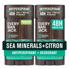 Every Man Jack Men’s Antiperspirant Deodorant – New & Improved Formula, 48-Hour Odor & Sweat Defense – 2.6 oz