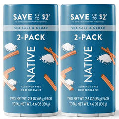 Native Twin Pack Deodorant Bundle - 2 x 2.3 oz, All Day Protection, Aluminum Free, Paraben Free