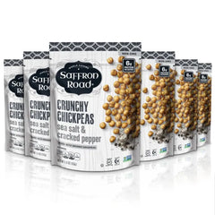 Saffron Road Roasted and Crunchy Chickpeas | High Protein Snacks, Gluten-free, Vegan High Fiber Snacks | Certified Halal and Kosher - 5.4oz  (Pack of 6)